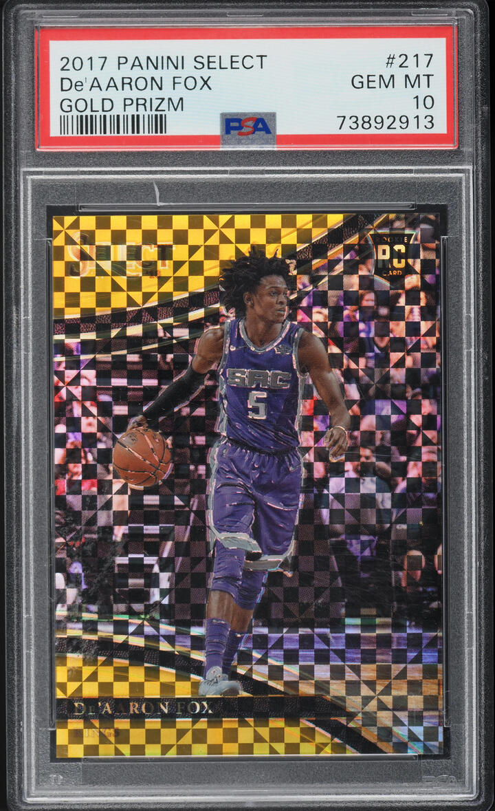 2017 Select Courtside Gold Prizm De'Aaron Fox ROOKIE /10 #217 PSA 10 GEM MINT