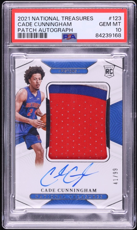 2021 National Treasures Cade Cunningham ROOKIE PATCH AUTO /99 #123 PSA 10 GEM MINT