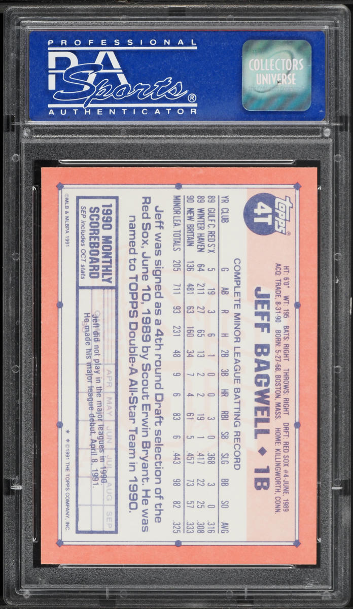 1991 Topps Traded Jeff Bagwell ROOKIE #4T PSA 8 NM-MT