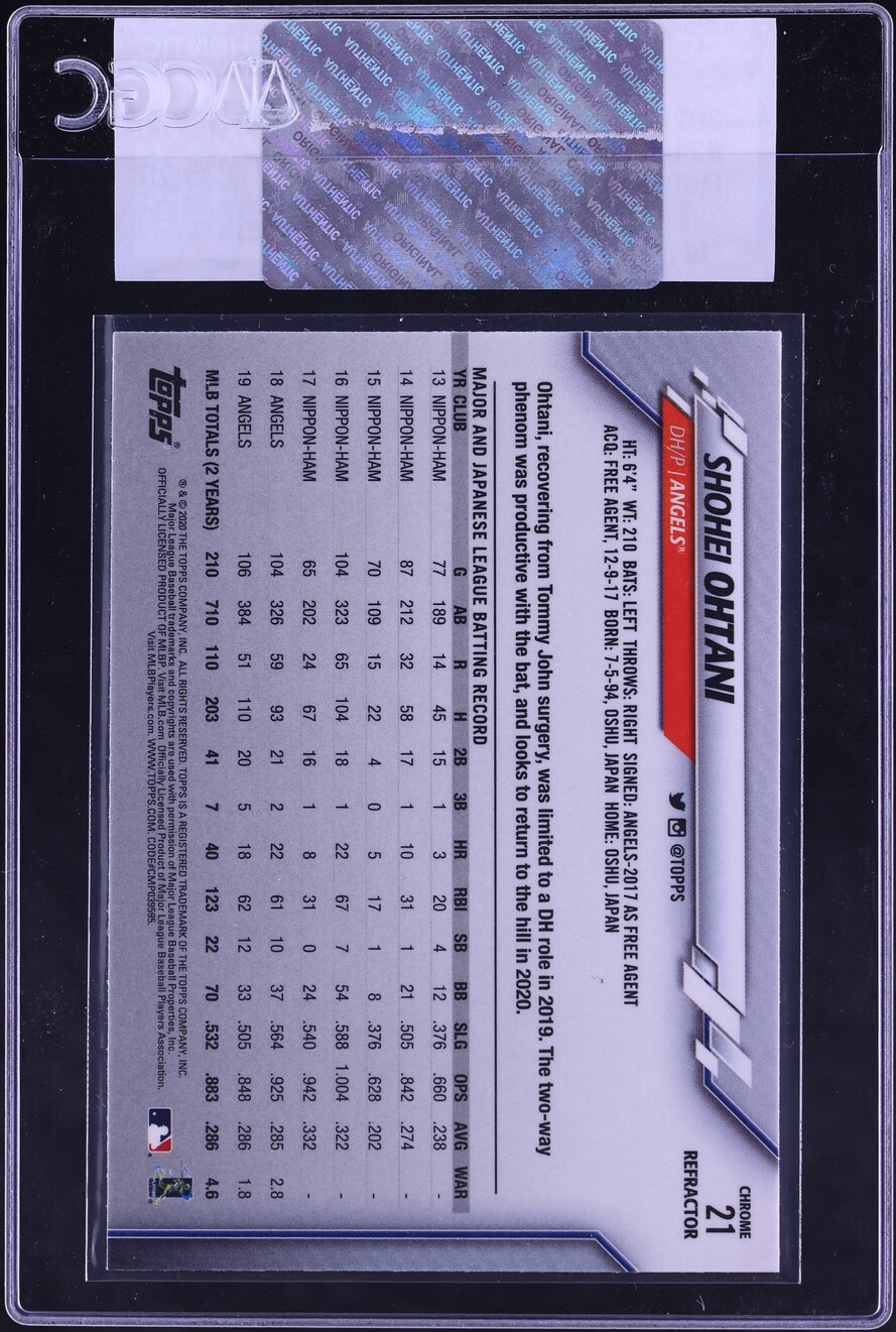 2020 Topps Chrome Refractor Shohei Ohtani #21 CGC AUTH