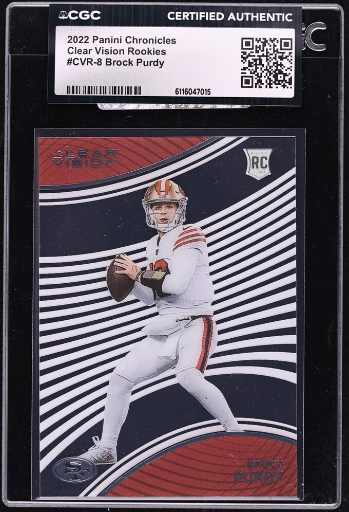 2022 Panini Chronicles Clear Vision Brock Purdy ROOKIE #CVR-8 CGC AUTH