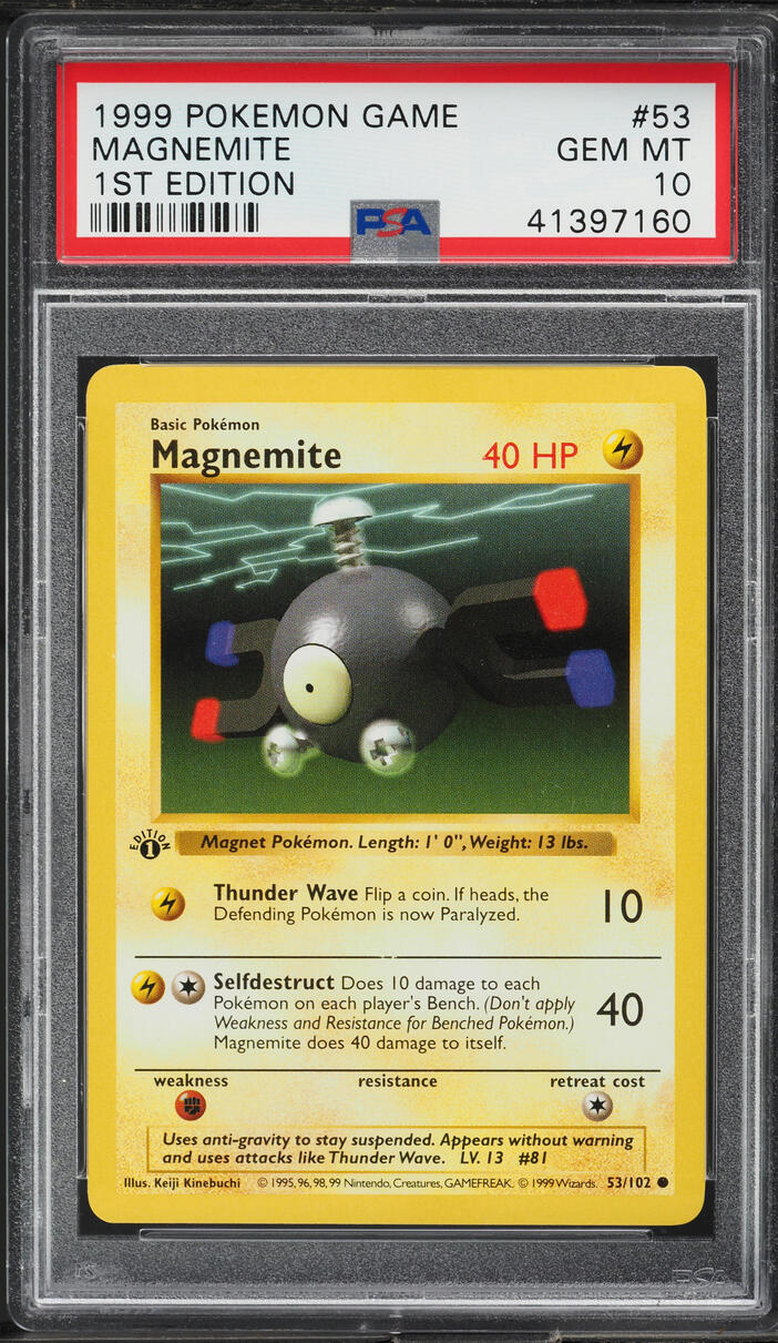 1999 Pokemon Base Set Shadowless 1st Edition Magnemite #53 PSA 10 GEM MINT