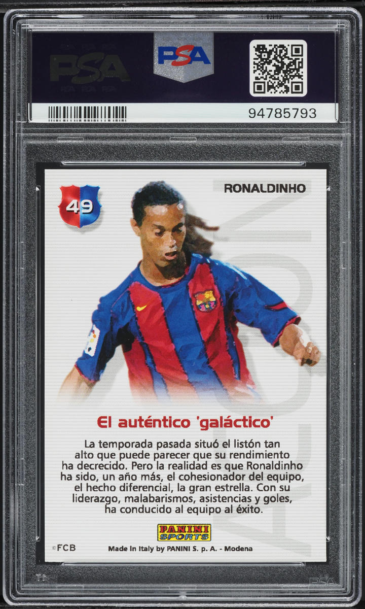 2004 Panini Sports Mega Cracks Barca Campeon Ronaldinho #49 PSA 9 MINT