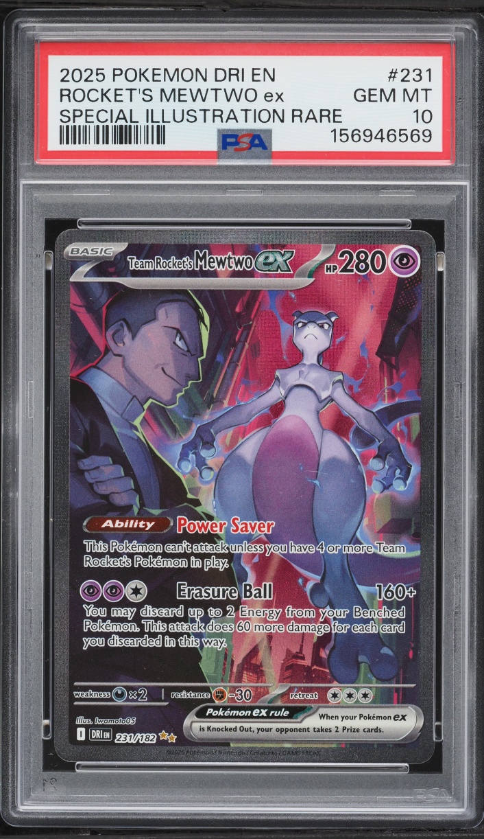 2025 Pokemon Scarlet & Violet Destined Rivals SIR Team Rocket's Mewtwo EX #231 PSA 10 GEM MINT