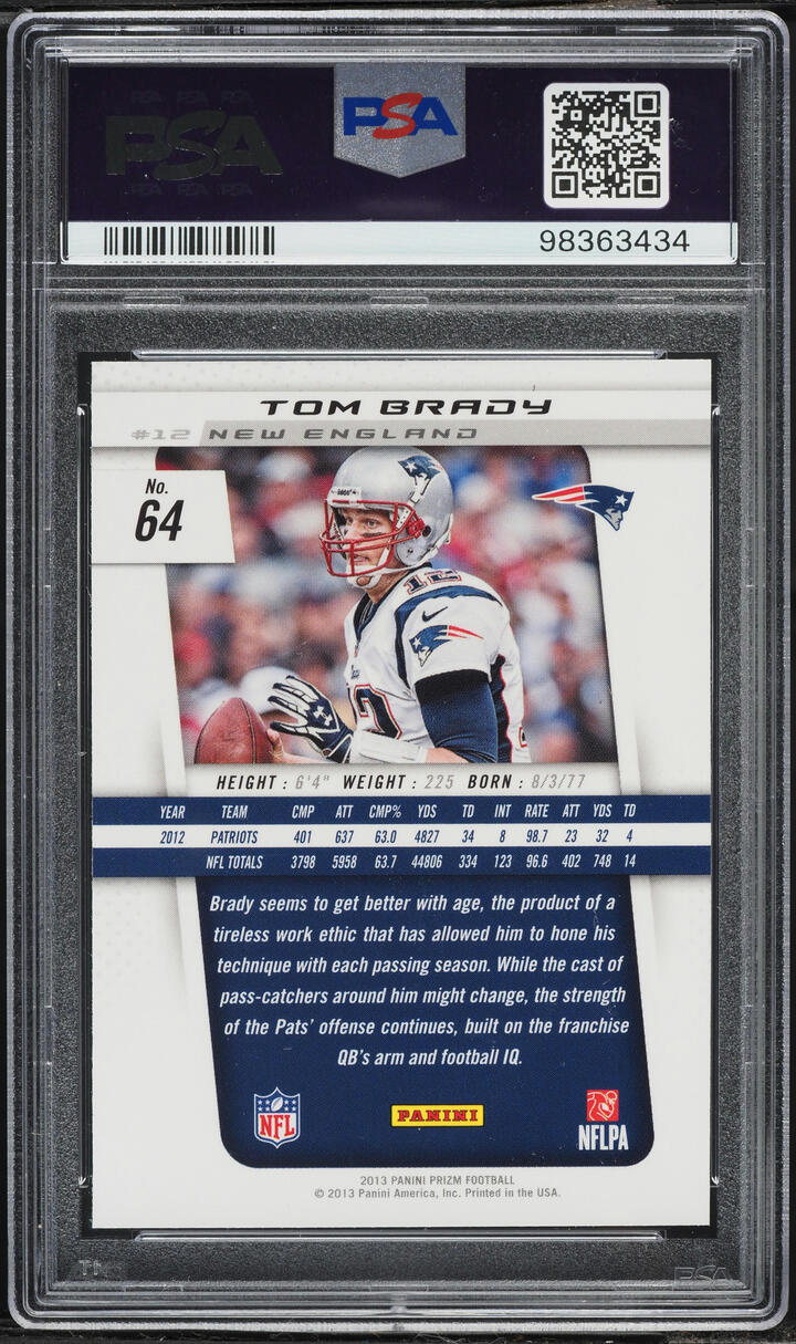 2013 Panini Prizm Tom Brady #64 PSA 8 NM-MT