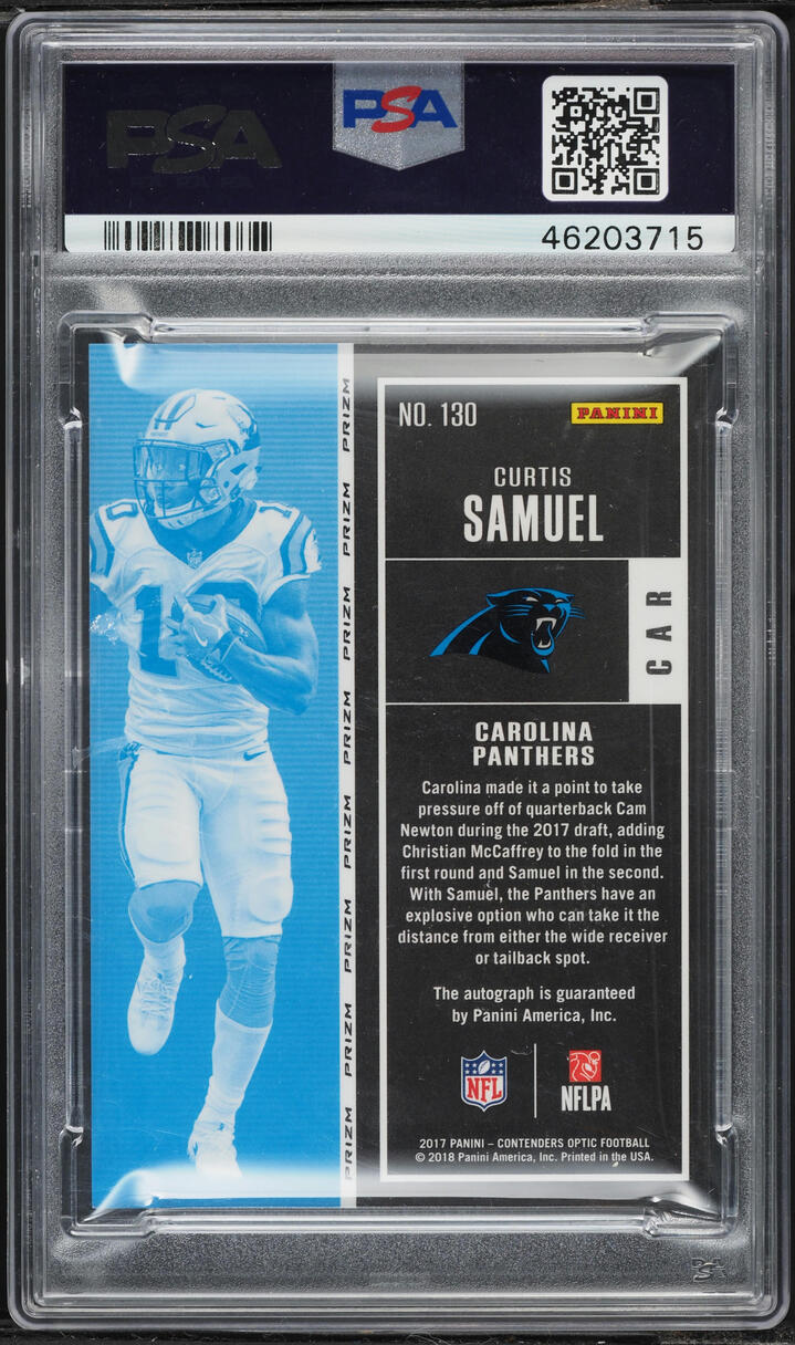 2017 Panini Contenders Optic Curtis Samuel ROOKIE AUTO #130 PSA 8.5 NM-MT+