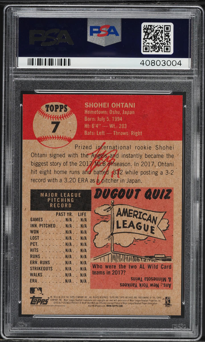 2018 Topps Living Shohei Ohtani ROOKIE #7 PSA 10 GEM MINT
