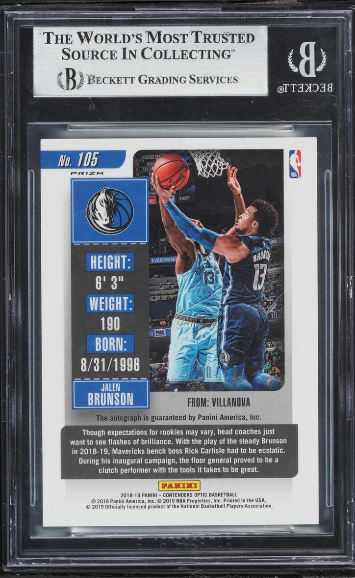 2018 Panini Contenders Optic Variations Gold Jalen Brunson ROOKIE 10/10 #105 BGS 8.5 NM-MT+