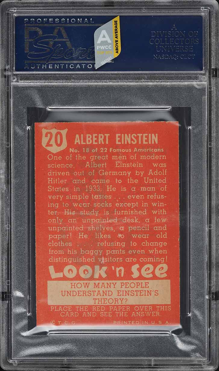 1952 Look 'N See Albert Einstein #20 PSA 9 MINT (PWCC-A)