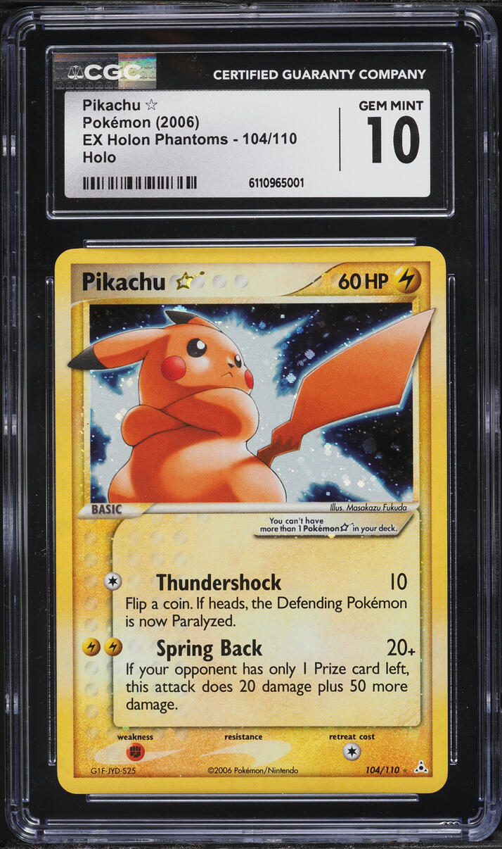 2006 Pokemon EX Holon Phantoms Holo Pikachu Gold Star #104 CGC 10 GEM MINT