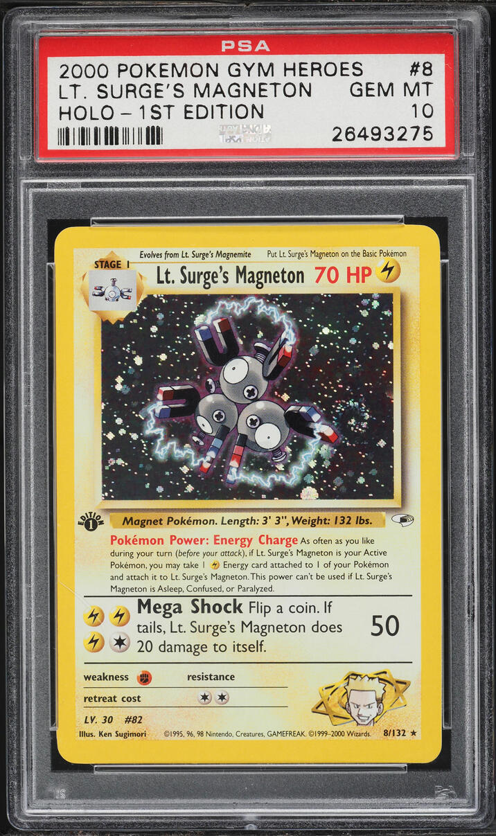 2000 Pokemon Gym Heroes 1st Edition Holo Lt. Surge's Magneton #8 PSA 10 GEM MINT