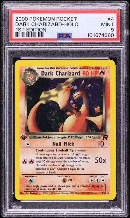 2000 Pokemon Team Rocket 1st Edition Holo Dark Charizard #4 PSA 9 MINT