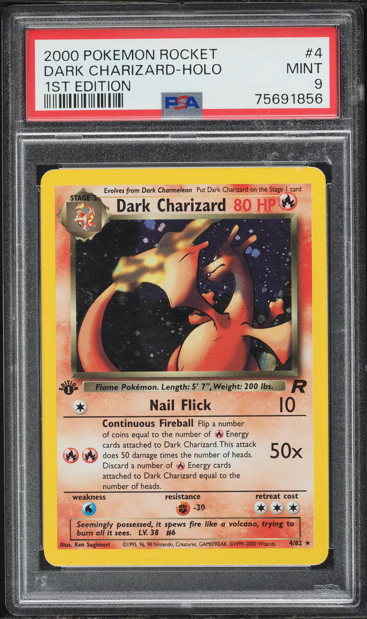 2000 Pokemon Team Rocket 1st Edition Holo Dark Charizard #4 PSA 9 MINT