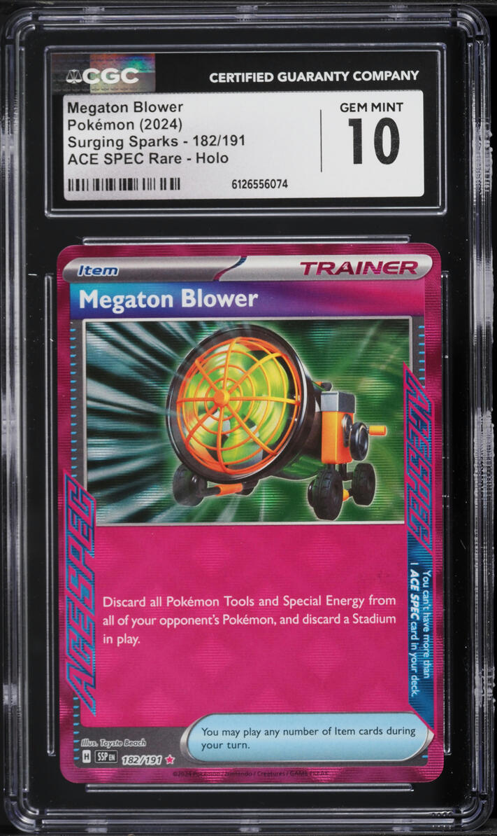 2024 Pokemon Scarlet & Violet Surging Sparks Ace Spec Megaton Blower #182 CGC 10 GEM MINT