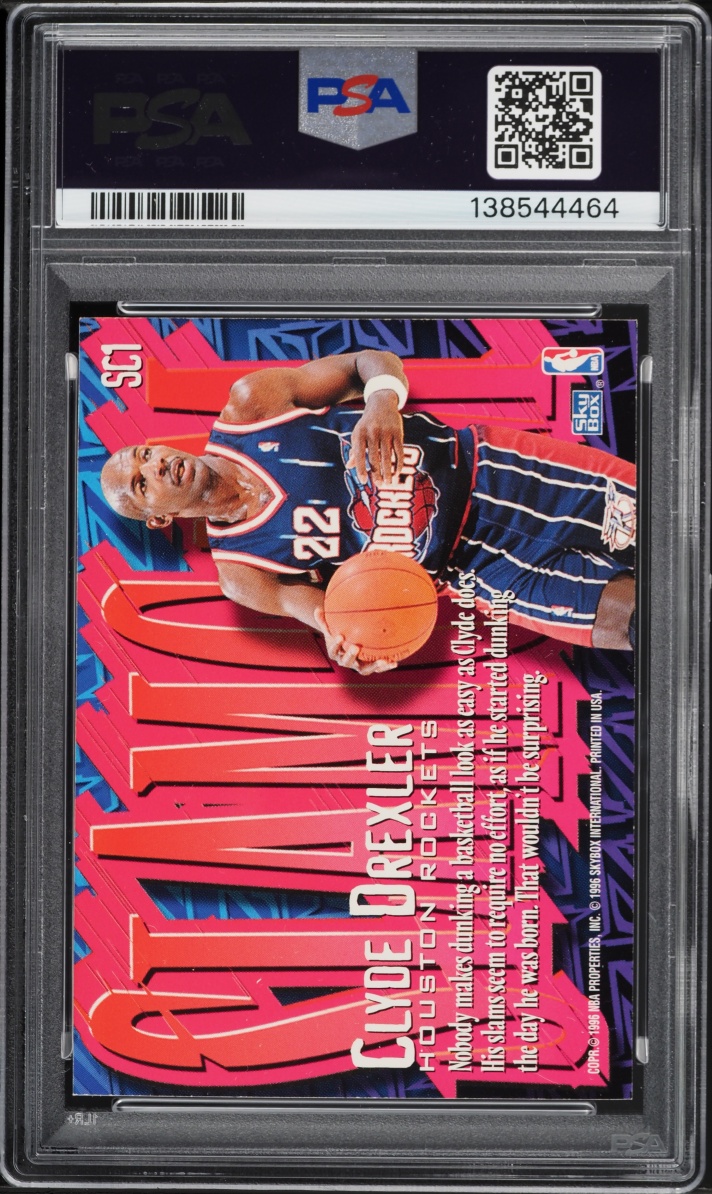 1996 Skybox Z-Force Slam Cam Clyde Drexler #SC1 PSA 8 NM-MT