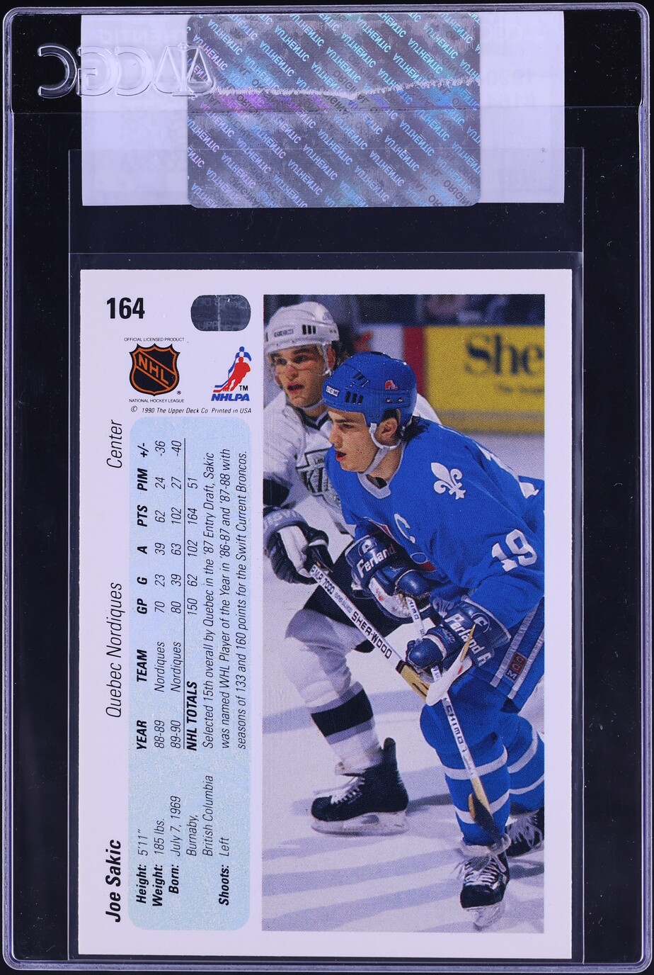 1990 Upper Deck Hockey Joe Sakic #164 CGC AUTH