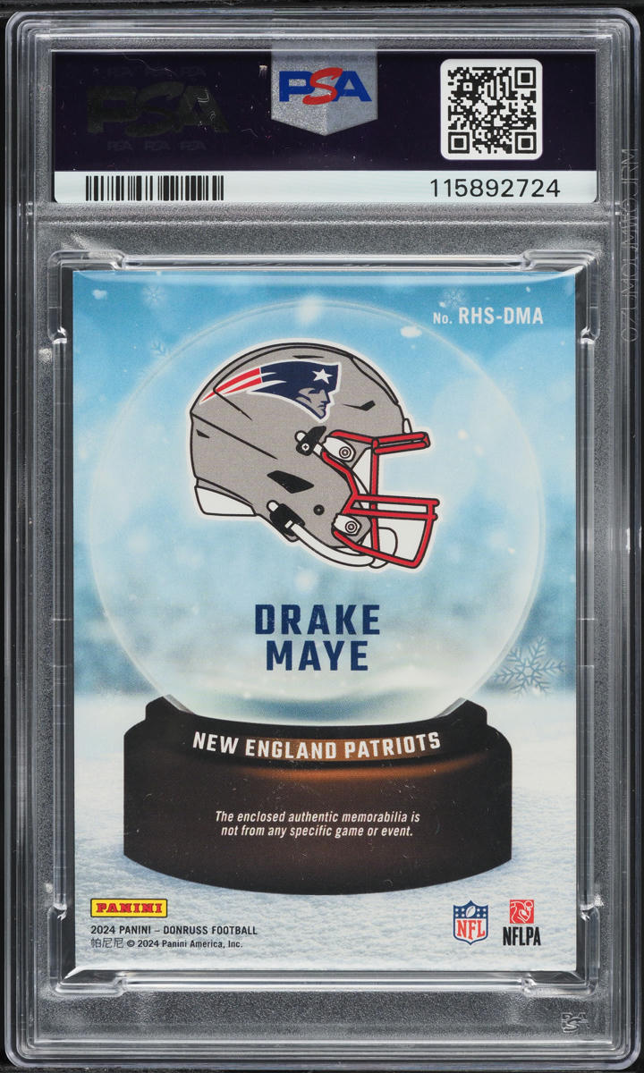 2024 Donruss Holiday Sweater Drake Maye ROOKIE PATCH #RHS-DMA PSA 8 NM-MT