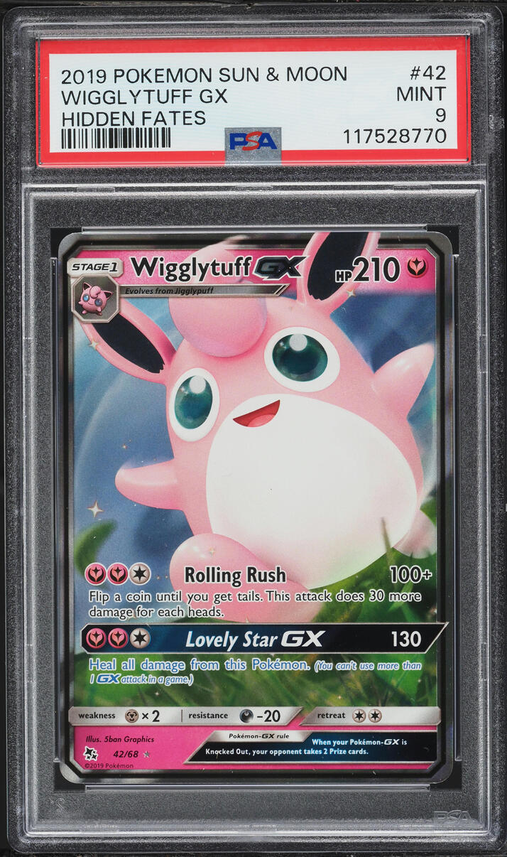 2019 Pokemon Sun & Moon Hidden Fates Alt Art Wigglytuff GX #42 PSA 9 MINT