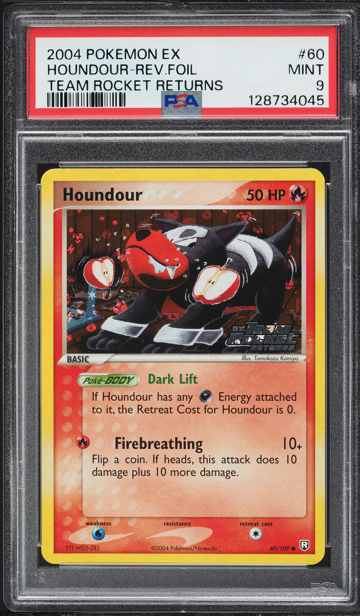 2004 Pokemon EX Team Rocket Returns Reverse Holo Houndour #60 PSA 9 MINT