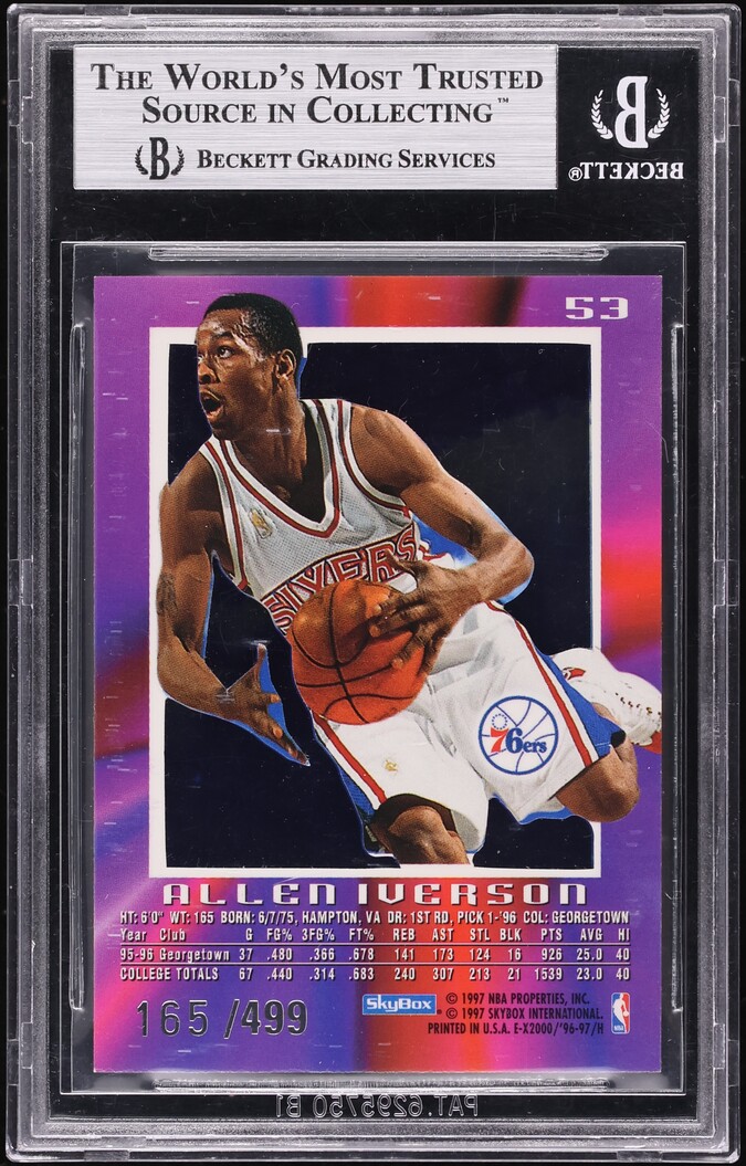 1996 Skybox E-X2000 Credentials Allen Iverson ROOKIE /499 #53 BGS 9 MINT