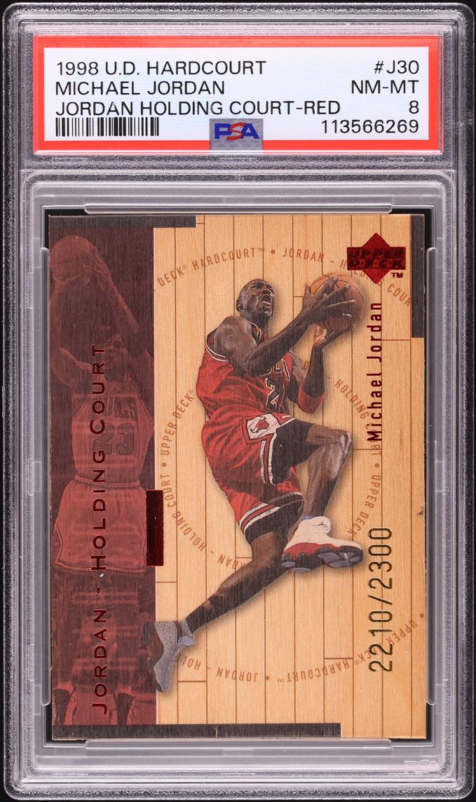 1998 Upper Deck Hardcourt Holding Court Red Michael Jordan /2300 #J30 PSA 8 NM-MT - Photo 1