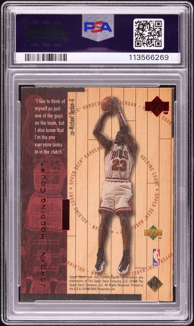 1998 Upper Deck Hardcourt Holding Court Red Michael Jordan /2300 #J30 PSA 8 NM-MT - Photo 2