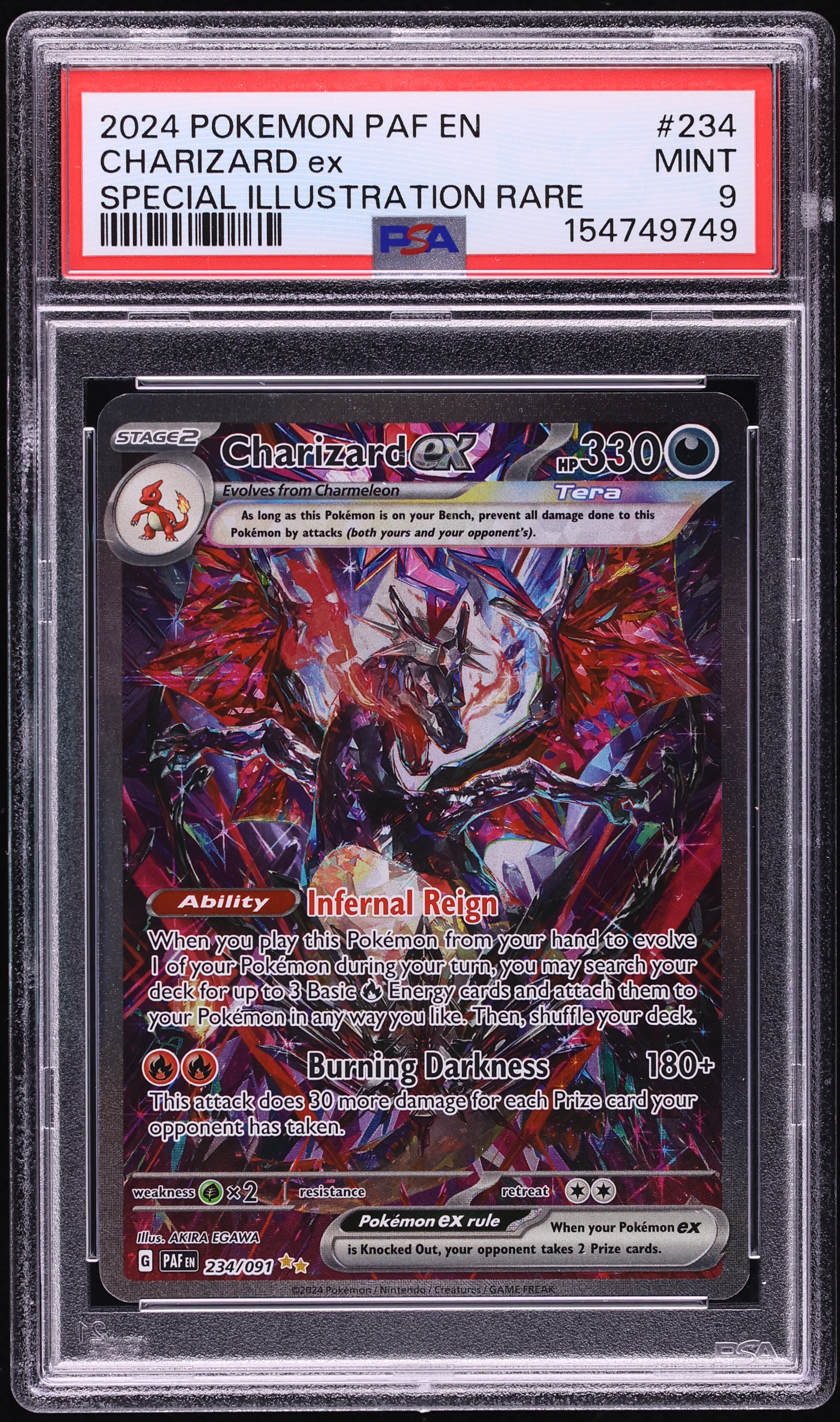 2024 Pokemon Scarlet & Violet Paldean Fates SIR Charizard Ex #234 PSA 9 MINT