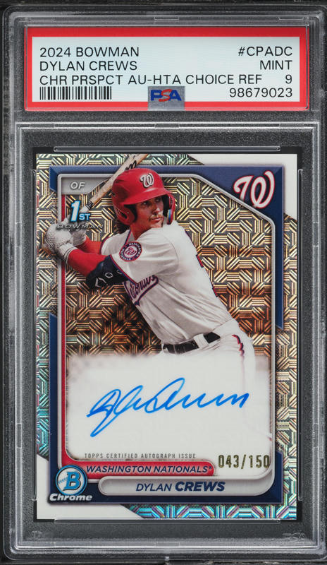 2025 Topps Green Foil Dylan Crews ROOKIE AUTO DNA 10 /99 #74 PSA 9