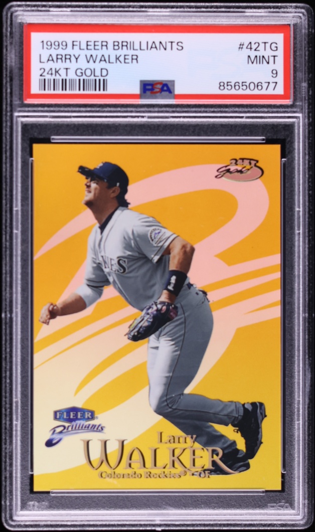 1999 Fleer Brilliants 24kt Gold Larry Walker /24 #42TG PSA 9 MINT - Photo 1