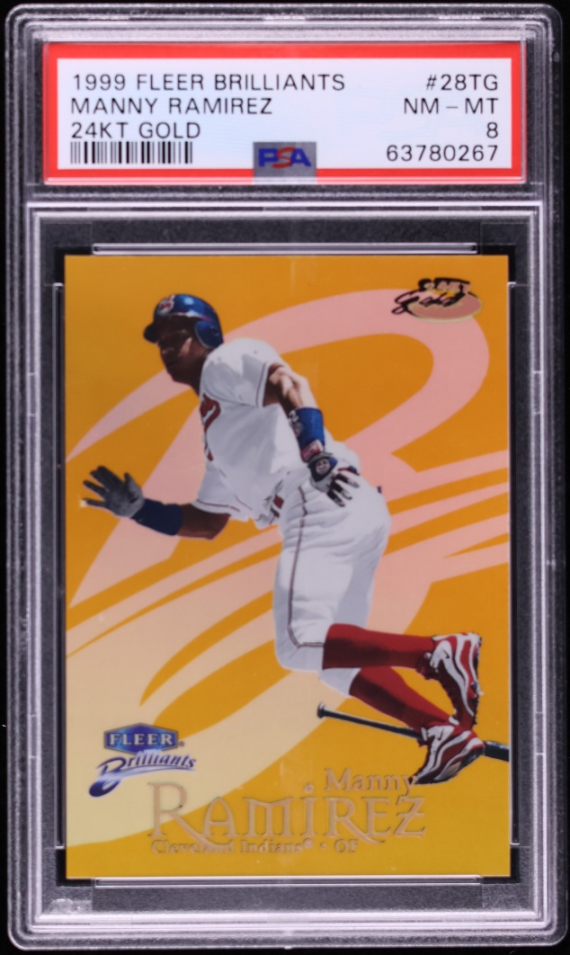 1999 Fleer Brilliants 24kt Gold Manny Ramirez /24 #28TG PSA 8 NM-MT - Photo 1