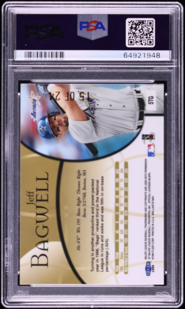 1999 Fleer Brilliants 24kt Gold Jeff Bagwell /24 #5TG PSA 8 NM-MT - Photo 2