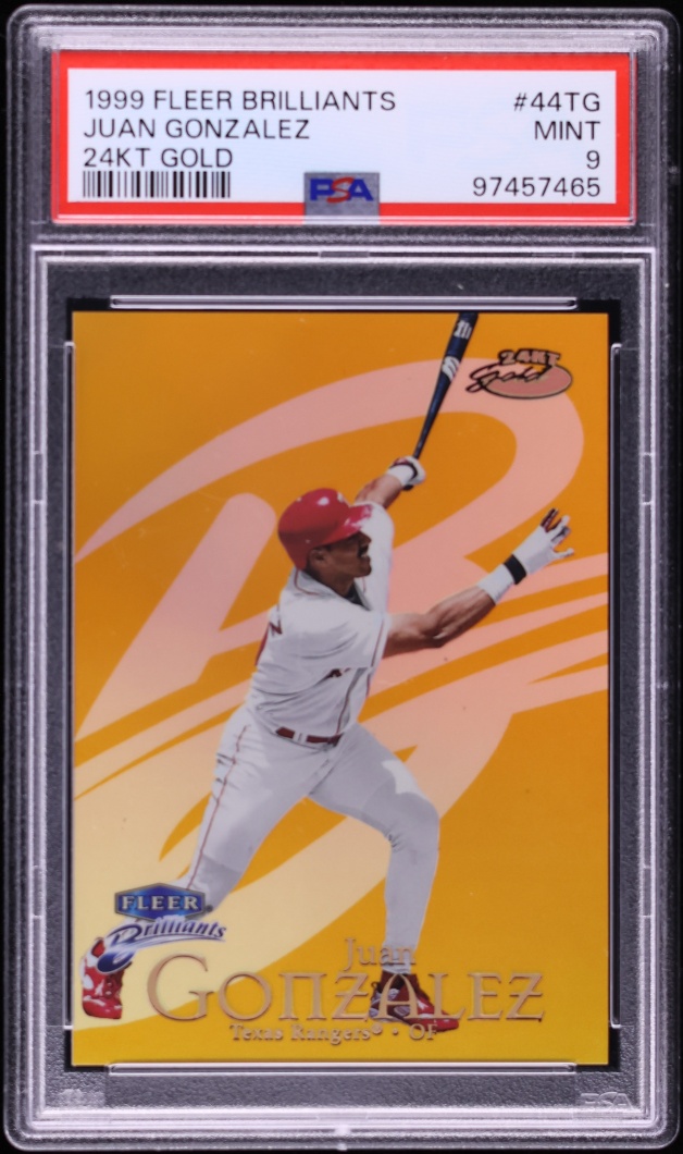 1999 Fleer Brilliants 24kt Gold Juan Gonzalez /24 #44TG PSA 9 MINT - Photo 1