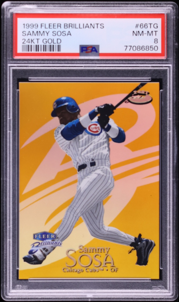 1999 Fleer Brilliants 24KT Gold Sammy Sosa /24 #66TG PSA 8 NM-MT - Photo 1