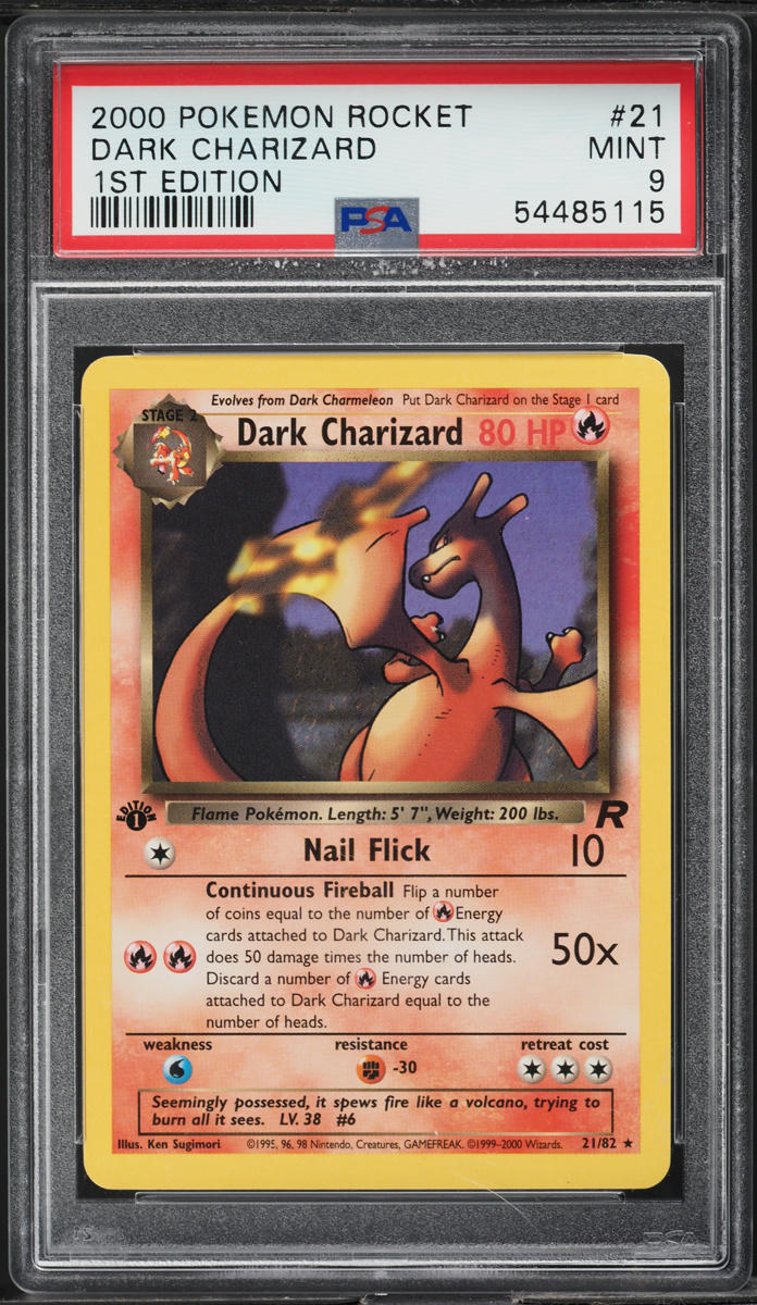 2000 Pokemon Team Rocket 1st Edition Dark Charizard #21 PSA 9 MINT