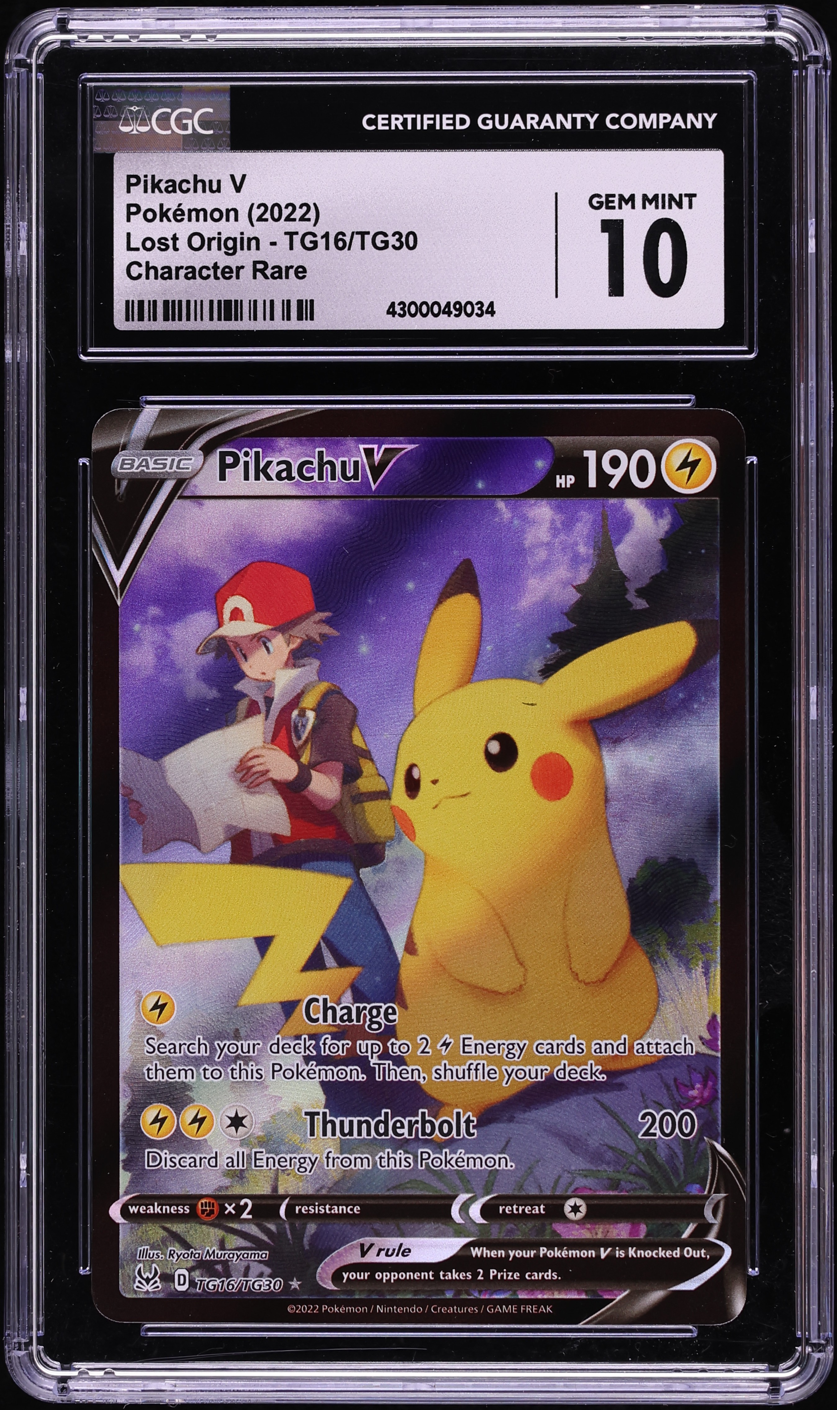 2022 Pokemon Sword & Shield Lost Origin CHR Pikachu V #TG16 CGC 10 GEM MINT