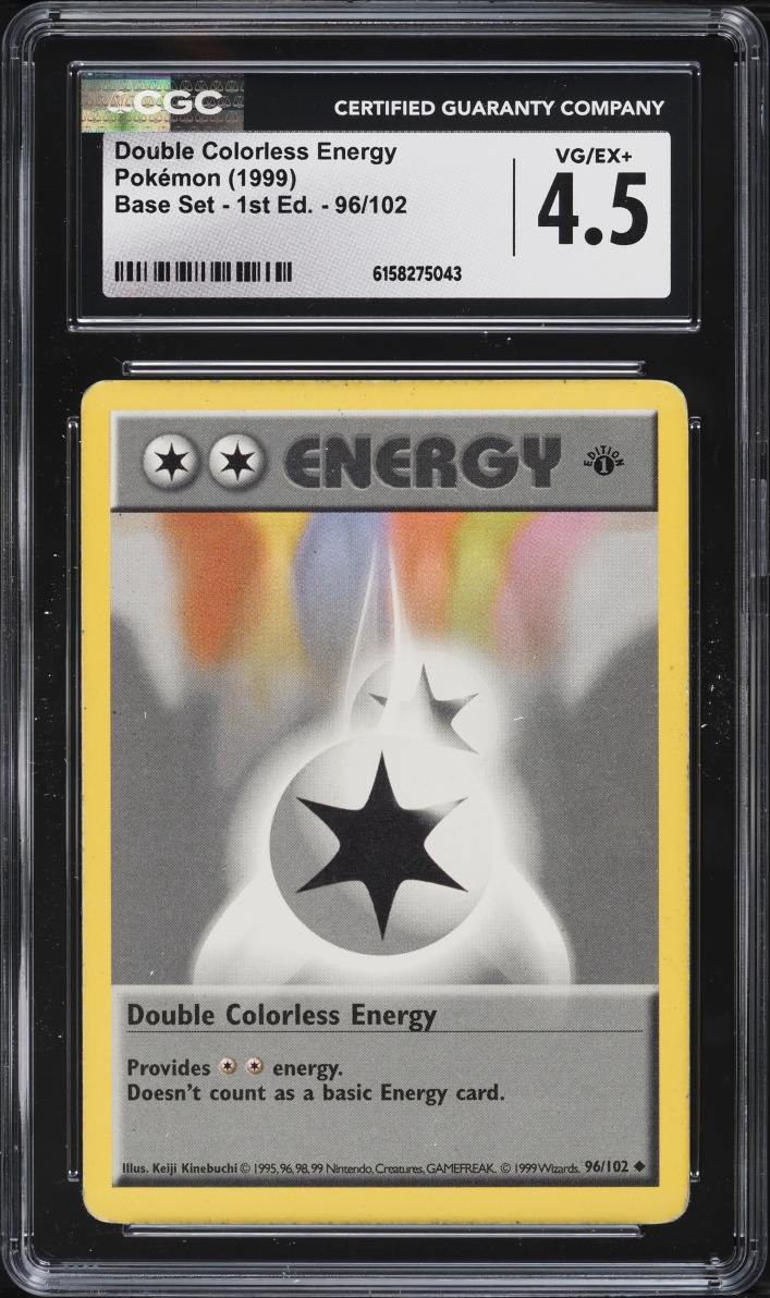 1999 Pokemon Base Set Shadowless 1st Edition Double Colorless Energy #96 CGC 4.5 VGEX+