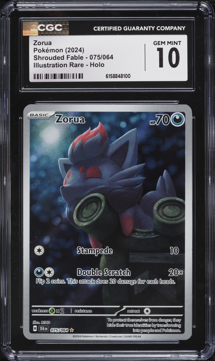 2024 Pokemon Scarlet & Violet Shrouded Fable IR Zorua #75 CGC 10 GEM MINT
