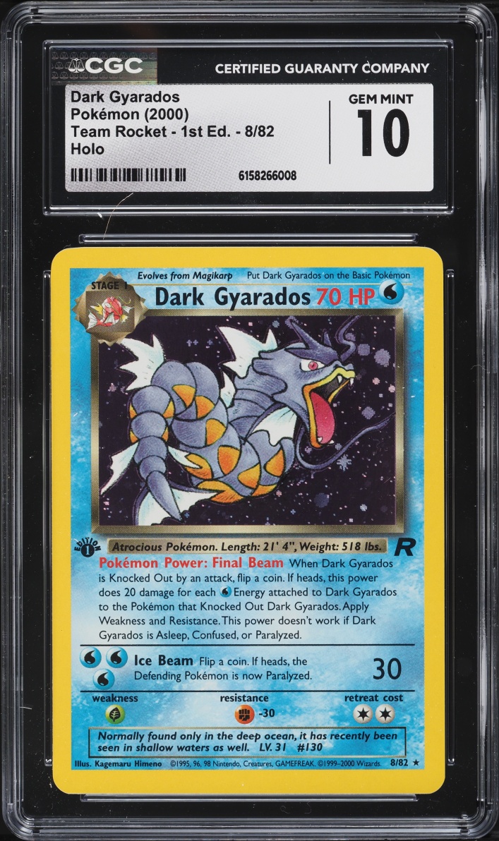 2000 Pokemon Team Rocket 1st Edition Holo Dark Gyarados #8 CGC 10 GEM MINT