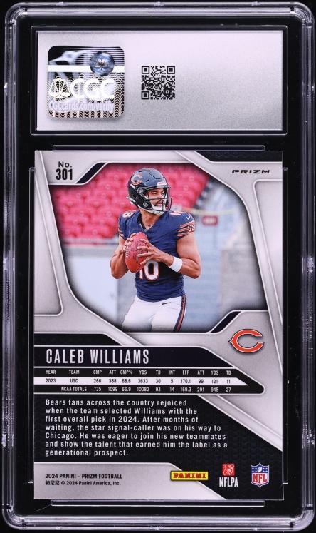 2024 Panini Prizm Neon Green Pulsar Caleb Williams ROOKIE #301 CGC 9 MINT