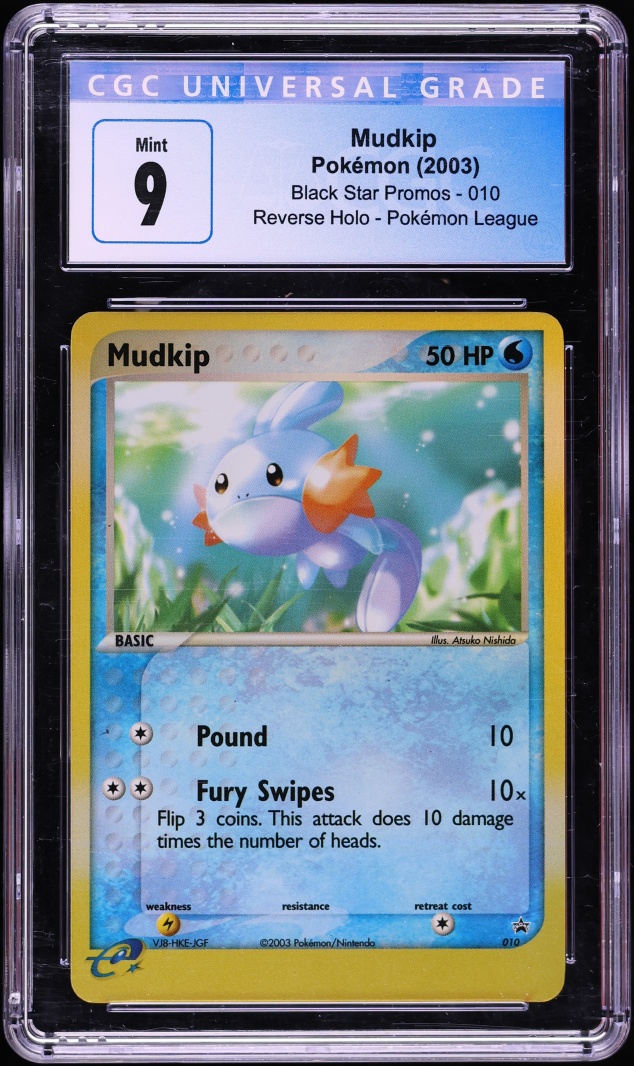 2003 Pokemon League Black Star Promo Reverse Holo Mudkip #10 CGC 9 MINT