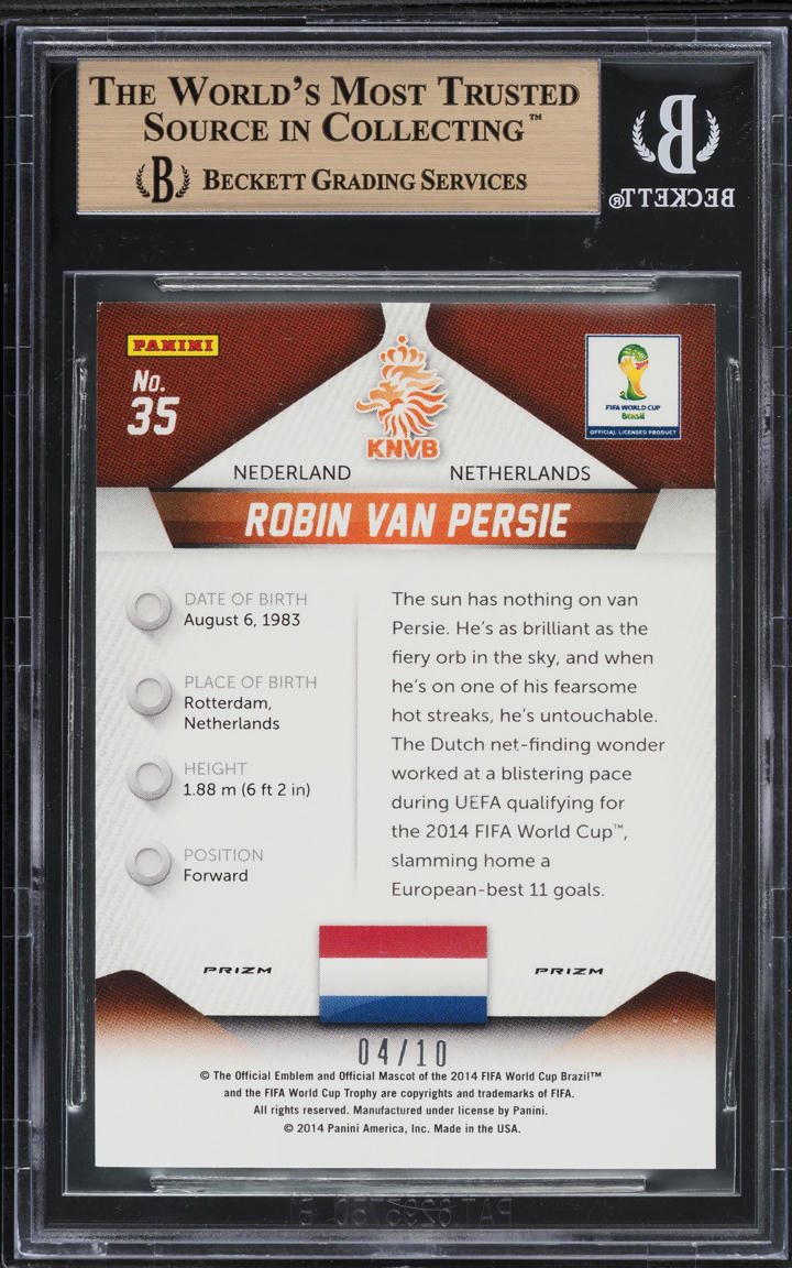 2014 Panini Prizm World Cup Gold Robin Van Persie /10 #35 BGS 9.5 GEM MINT