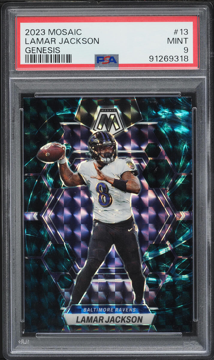 2023 Panini Mosaic Genesis Lamar Jackson #13 PSA 9 MINT