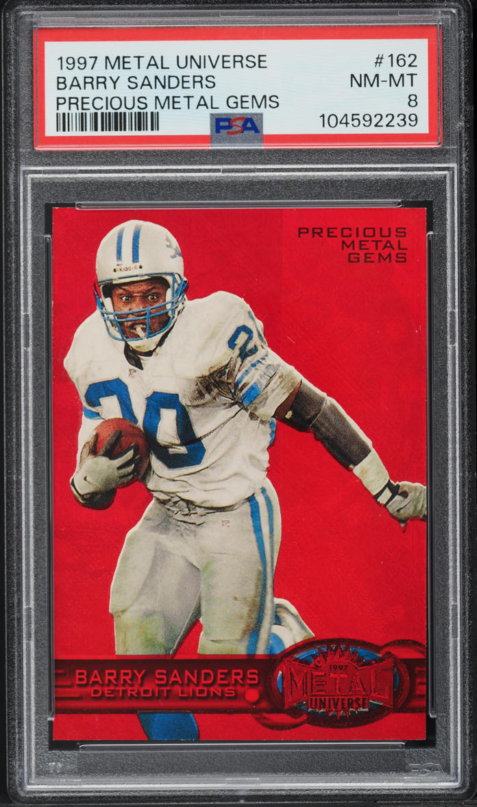 1997 Metal Universe Precious Metal Gems PMG Red Barry Sanders /150 #162 PSA 8