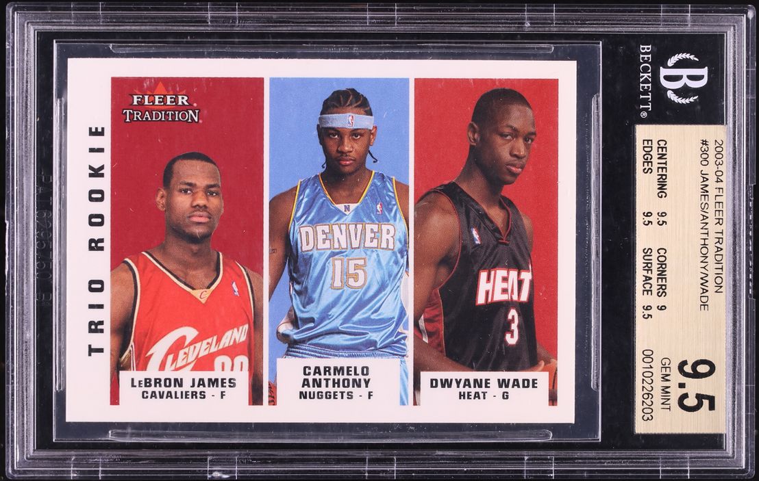 2003 Fleer Tradition LeBron James Dwyane Wade Carmelo Anthony ROOKIE #300 BGS 9.5 GEM MINT