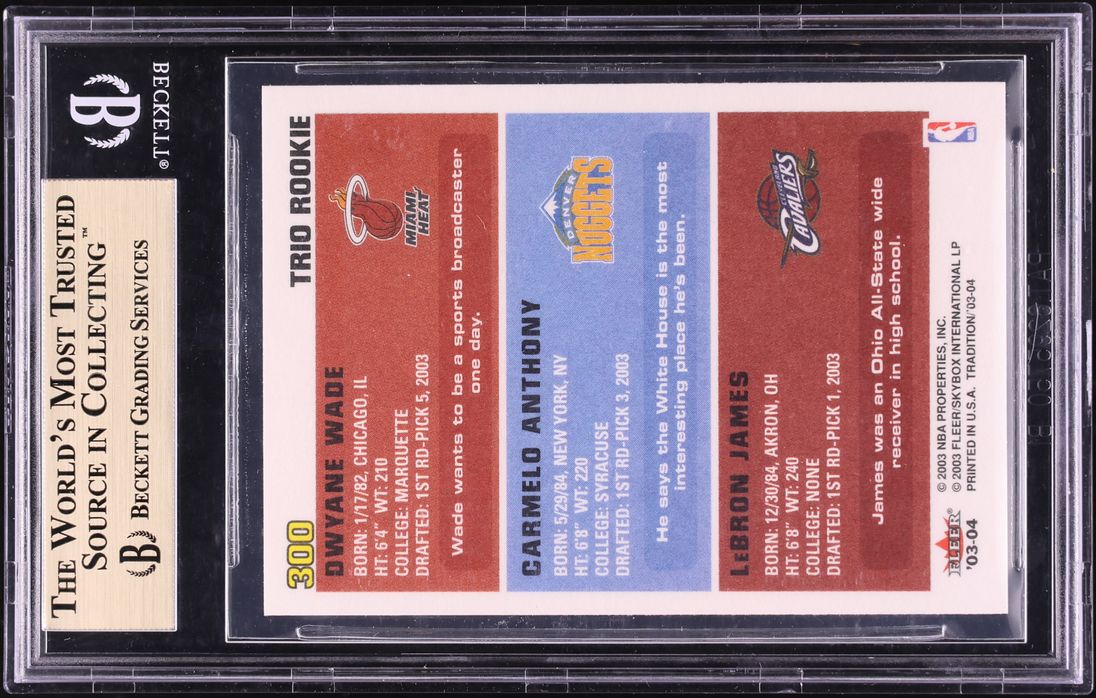 2003 Fleer Tradition LeBron James Dwyane Wade Carmelo Anthony ROOKIE #300 BGS 9.5 GEM MINT