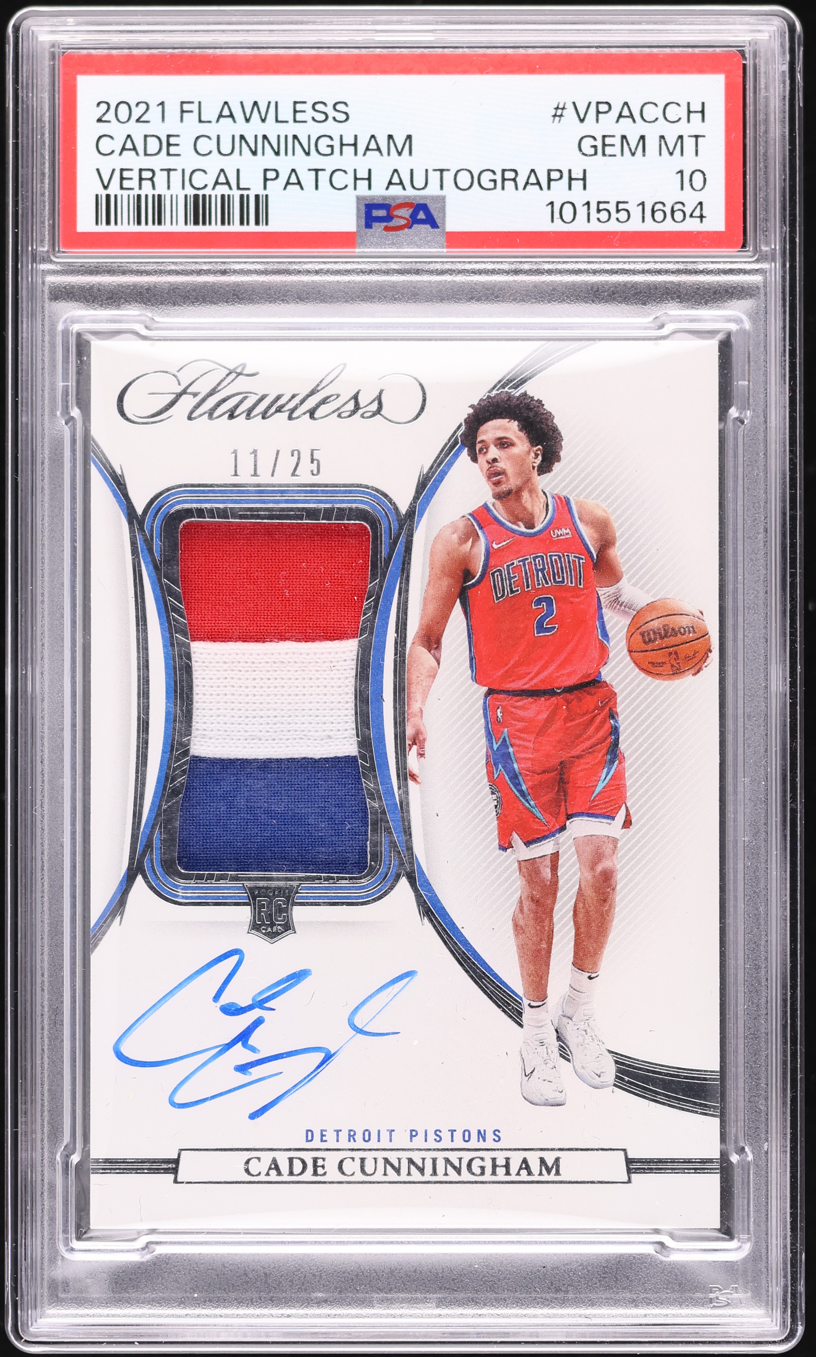 2021 Panini Flawless Vertical Cade Cunningham ROOKIE PATCH AUTO