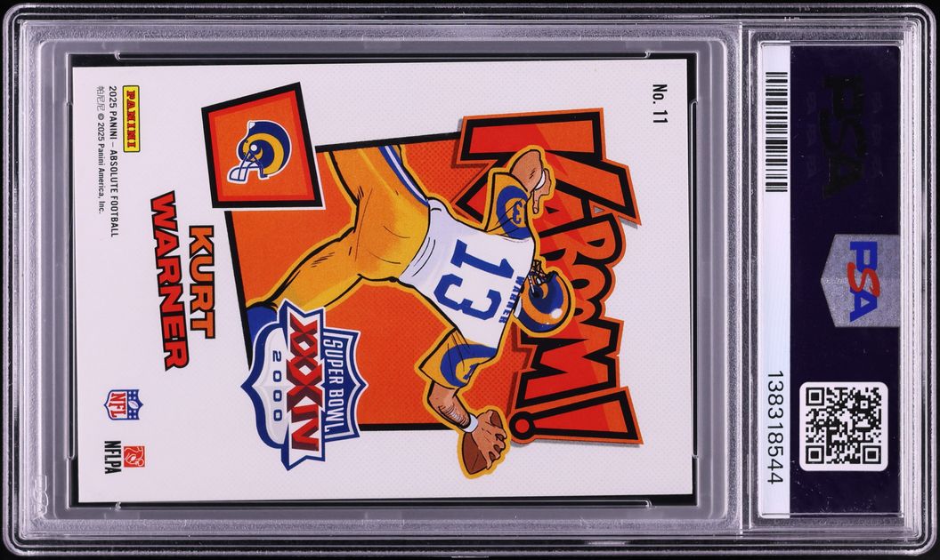 2025 Absolute Kaboom! Super Bowl Horizontal Green Kurt Warner 1/1 #11 PSA 9 MINT