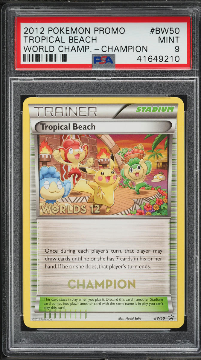 2012 Pokemon World Championships Promo Champion Tropical Beach #BW50 PSA 9 MINT
