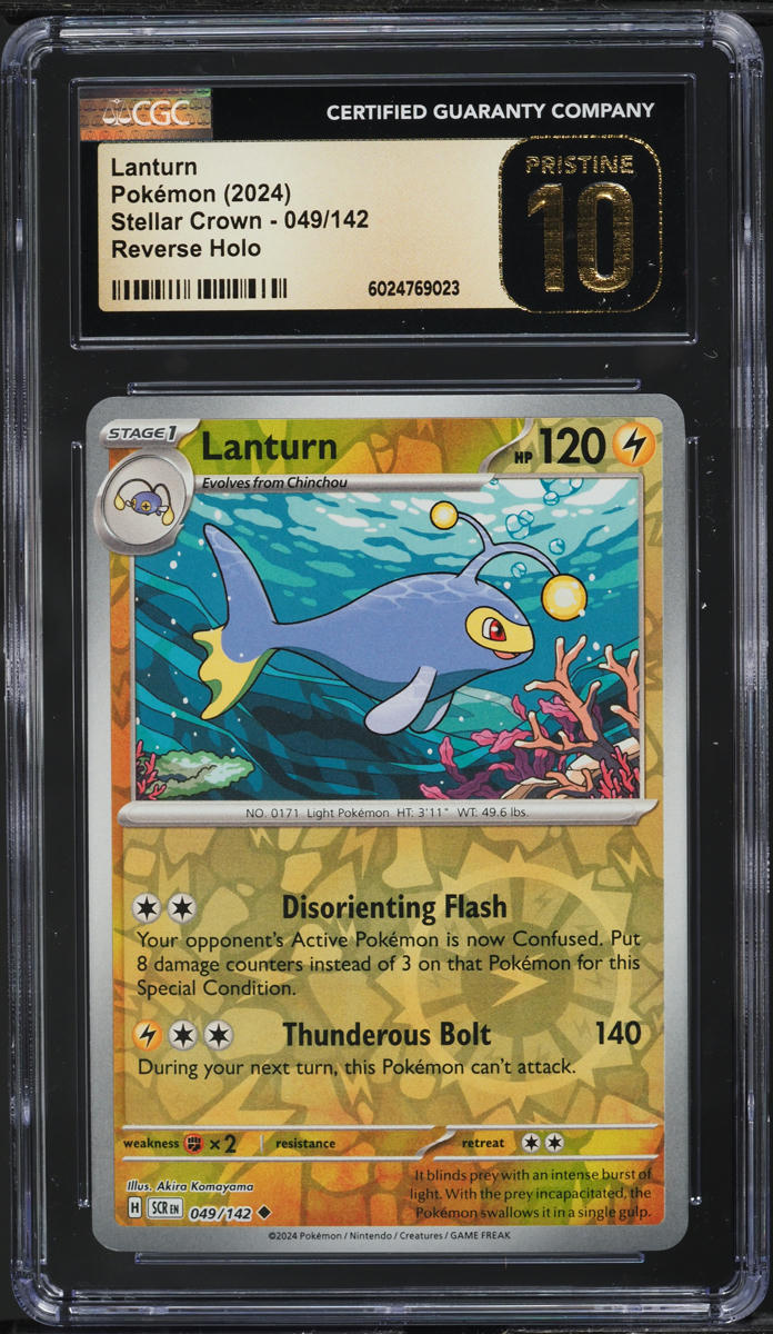 2024 Pokemon SV Stellar Crown Reverse Holo Lanturn #49 CGC 10 PRISTINE