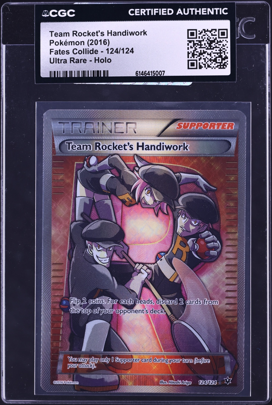 2016 Pokemon XY Fates Collide Full Art Team Rocket's Handiwork #124 CGC AUTH